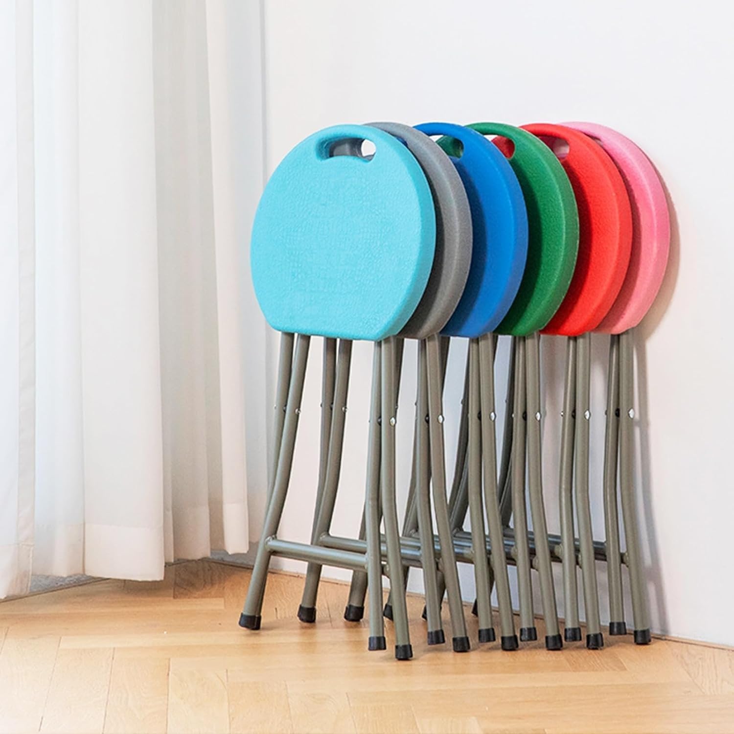 Folding Stool - Folding Chairs for Outside, Backless Stool with Capacity for Kitchen Or Rec Room - Portable(Yellow)
