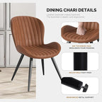 Nalupatio Dining Chairs Set of 6, Modern Dining Room Chairs Comfy Backrest Thick Upholstered Kitchen Chairs 19IN Height with Metal Legs Brown