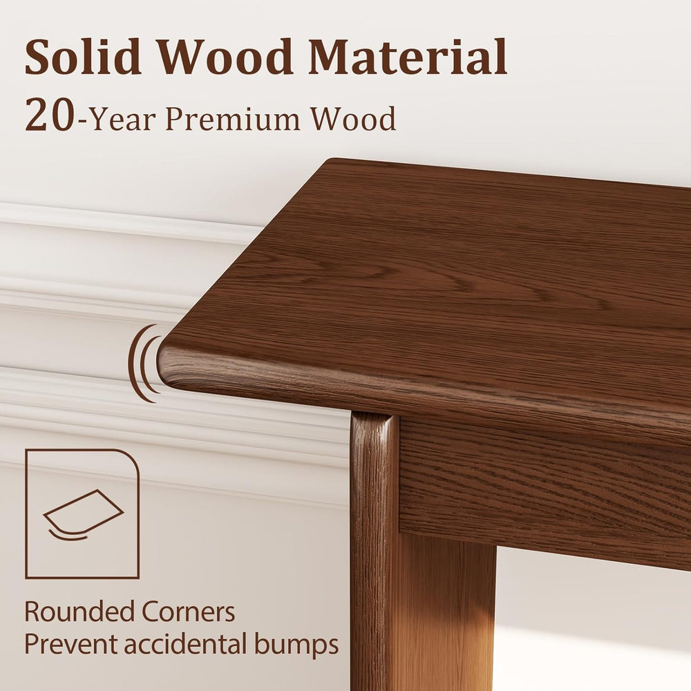 AQIMUELE Walnut Console Table Thin Rubberwood Minimalist Mid-Century Style | ...