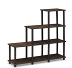 4-Tier Ladder Corner Shelf, 6 Cube Open Frame Book Shelf, Toolless Assembly Storage Shelves, Open Shelves for Organization and Storage, Garage, Home Office, Living Room, Walnut