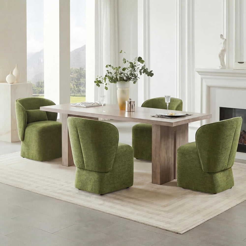 KISLOT Upholstered Dining Chairs with Wheels, Easy Assembly Stain Resistant F...
