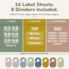 Baby Closet Size Dividers with Reusable Labels, 8 Pack | Customize 8 closet dividers with labels for baby sizes, clothing types, or seasons as your child’s wardrobe grows