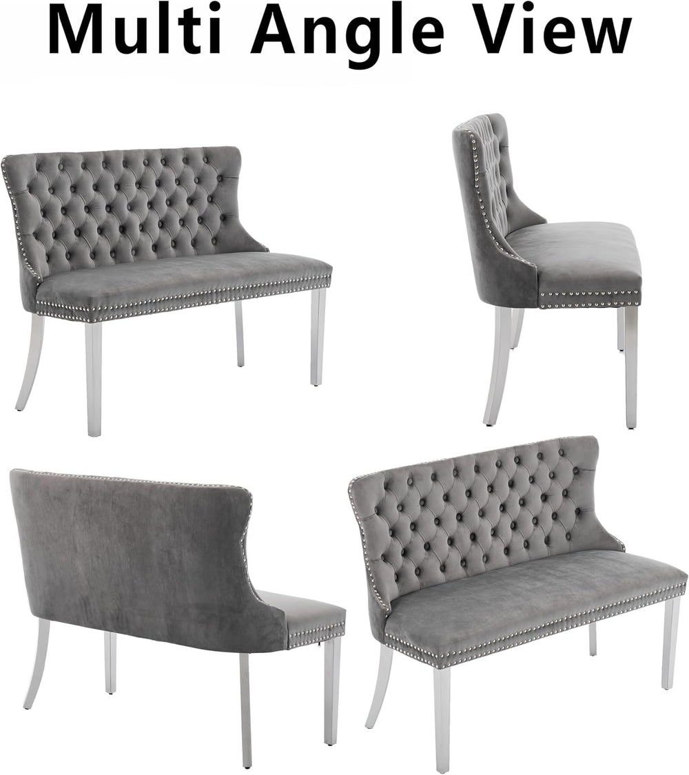 Upholstered Dining Bench with Back Tufted Settee Benches Small Loveseat Sofa ...