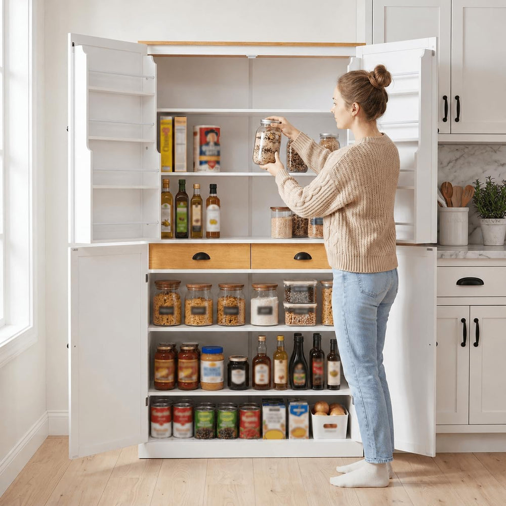 Litex 40.2" Wide Kitchen Pantry Cabinet, 71.3" Tall Freestanding St...