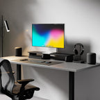 Raico Desk Cockpit Shelf Monitor Stand System Dual Screen Setup Wood Large Desk Accessory Organizer Unit (Black Wood, Medium | 36 Inches)