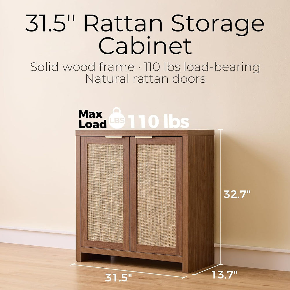 OAKHAM HOME Rattan Sideboard Cabinet with Storage, Buffet Cabinet with 2 Soft...