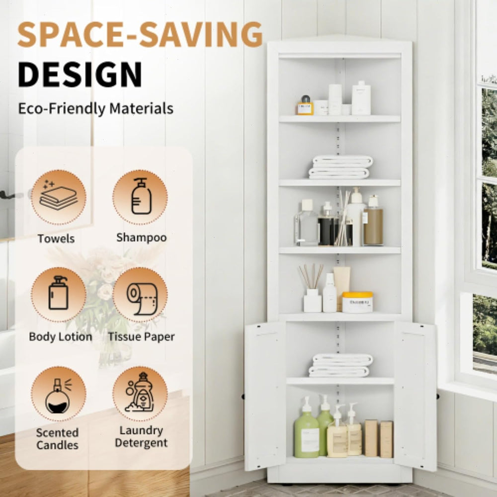 Metal Pantry Storage Cabinet with 4 Adjustable Shelves, 71" Tall Corner ...