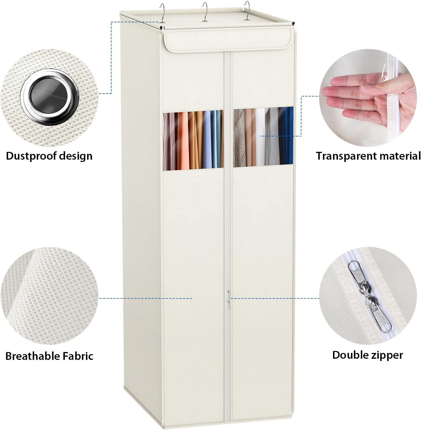 Zilink Clear Garment Bags for Hanging Clothes Garment Storage Bags 54 in | Clear Window, Space Saving, Large Hanging Garment Bag for Closet Storage for Suits, Coats, Dresses, 2 Pack