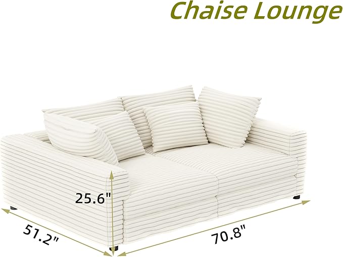 KEIKI 102.4" Sectional Couches, Modern Comfy Upholstered Sofa Cloud Couch, Deep Seat 4 Seat Sofa Set with Soft Pillows and Movable Ottoman for Living Room Bedroom,Apartment,Office, Beige