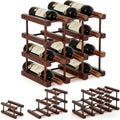 12 Bottle 4 Tiers Wooden Wine Rack for DIY Assembly, Great Gift | Stackable Modular Wine Rack, Wine Bottle Holder for Inside Cabinet Counter and Bar Organizer