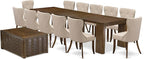 X12SI-0C8-04 - 14 Pieces Mid Century Dining Table Set contains an Extendable Rectangle Kitchen Table, 1 Coffee Table and 12 Dining Chairs, 39x120 Inch, Antique Walnut