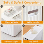 3 Drawers Slim Bathroom Storage Cabinet Dresser, Narrow Plastic Rolling Cart Organizer with Drawers, for Small Spaces, Kitchen, Laundry, Office, Bedroom, White