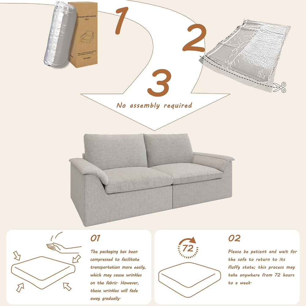 EASE MOOSE Couches for Living Room, Modular Loveseat Sofa, Beige | No Assembl...