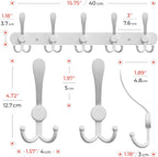 Coat Rack Wall Mount with 5 Tri Hooks, Stainless Steel 16 Inch – White Matte Finish, Heavy Duty Wall Mounted Hook Rack for Coats, Hats, Towels, Scarfs, Robes, Bags, Entryway & Bathroom