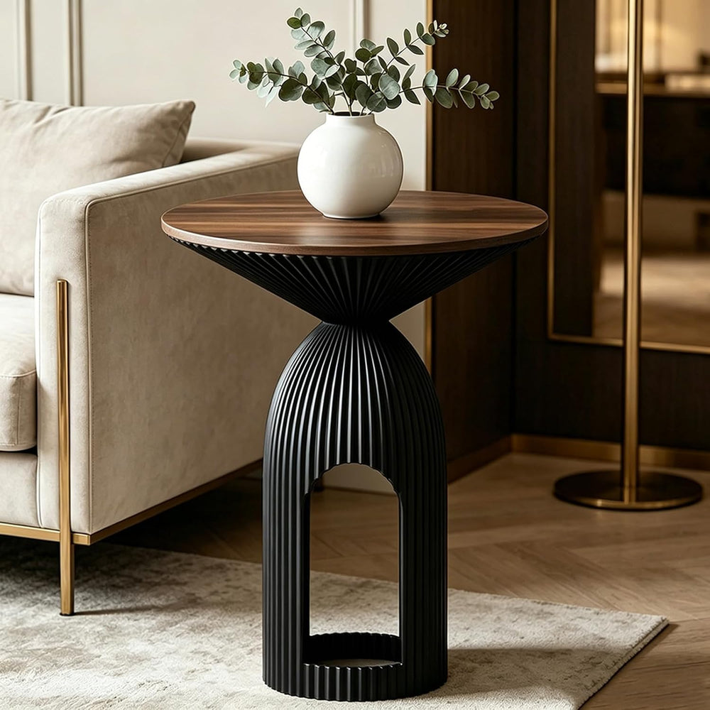 Round Accent End Table, 17.7'' Mid Century Modern Side Table, Circle ...