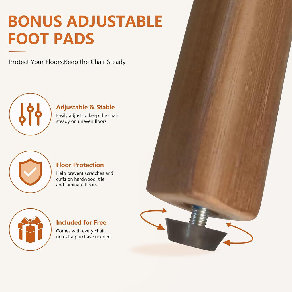 YOUNIKE Modern Dining Chairs, Upholstered Kitchen & Dining Room Chairs with Double-Layer Backrest, Wood Legs, Ergonomic Cushion Seat, (PU Leather Seat, Brown, Set of 4)