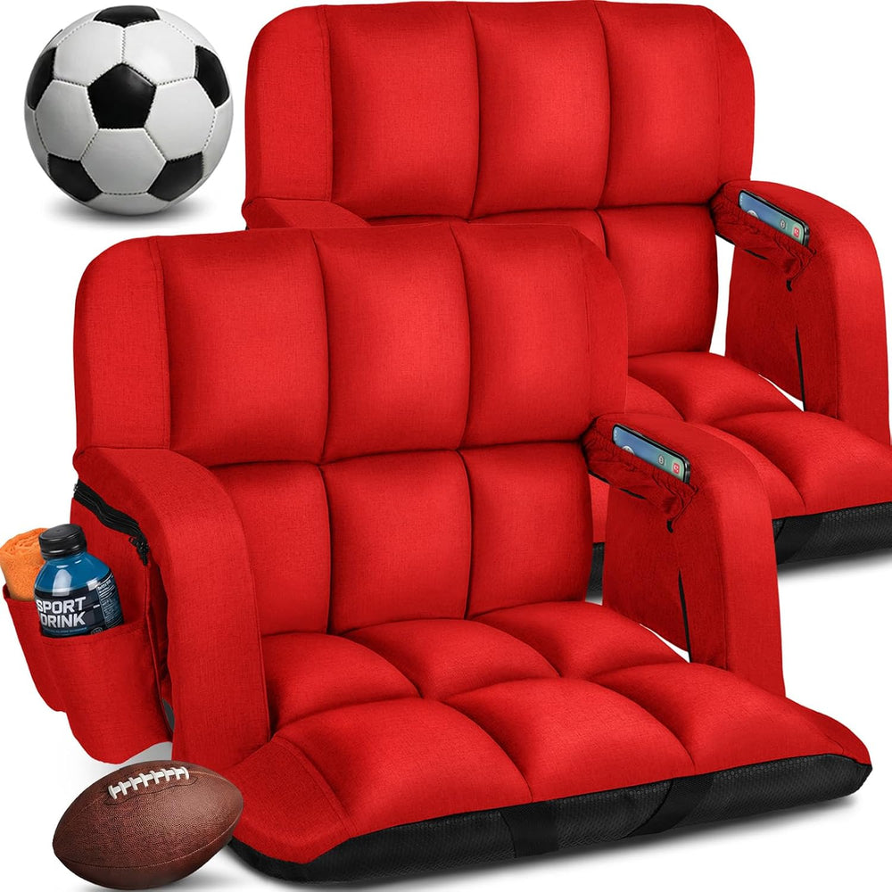 Stadium Seats with Back Support 2 Pack, 12-Grid Ergonomic 4.7" Thick Ble...