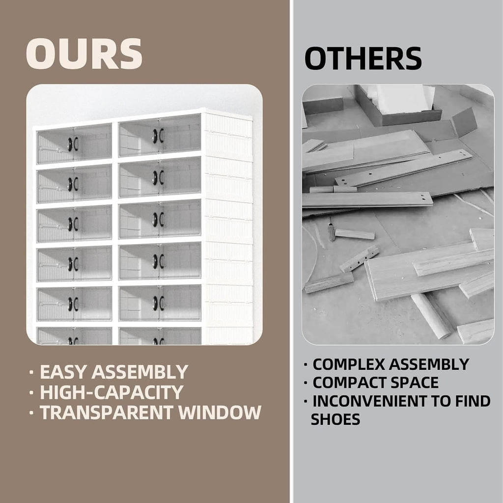 Dollate 9 Tiers 36 Pairs Foldable Shoe Rack, Large Shoe Storage with Magnetic Clear Door, Easy Assembly and Freely Movable Shoes Organizer, Large Capacity Shoe Shelf for Cloakroom, Entryway