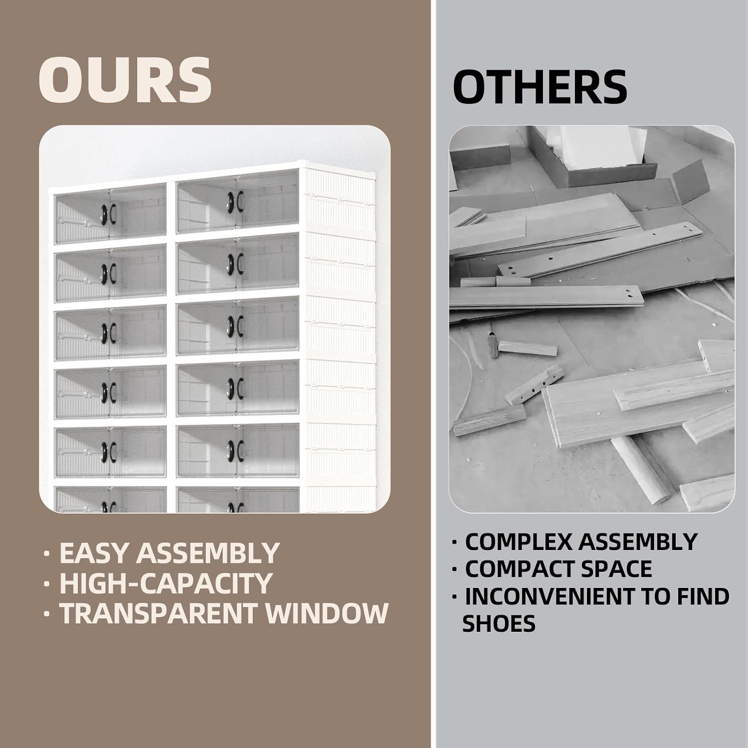 Dollate 9 Tiers 36 Pairs Foldable Shoe Rack, Large Shoe Storage with Magnetic Clear Door, Easy Assembly and Freely Movable Shoes Organizer, Large Capacity Shoe Shelf for Cloakroom, Entryway