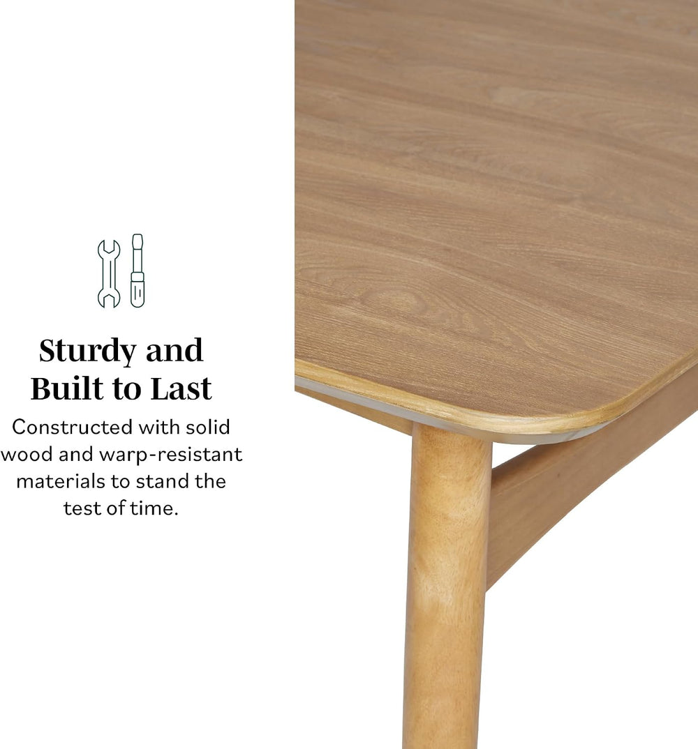 Walker Edison Mid-Century Modern Solid Wood Tapered-Leg Dining Table, 59 Inch...