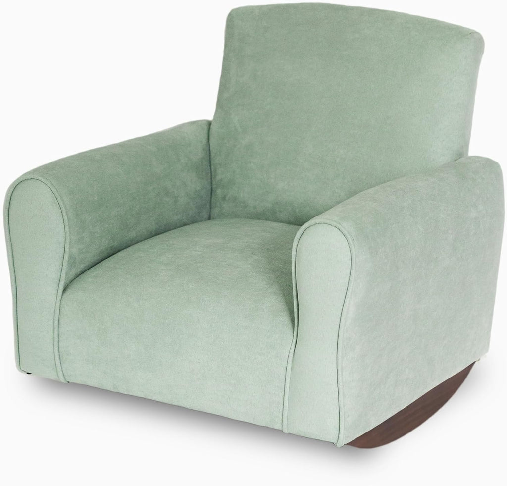 Toddler Personalized Armchair, Kids Upholstered Rocking Chair with Personalization, Toddler Chair with Personalized Name, Comfy Child Armchair, (Seafoam Green Suede, Rockers)