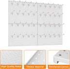 TORACK Metal Pegboard Panels and Hooks for Garage, Workbench, Shop, Shed Tool Organizer Peg Board with 1/8" & 1/4" Holes, Modular Wall-Mounted Pegboard with Pegboard Hooks(Light-Grey)