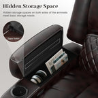 Home Theater Seating Reclining Sectional Sofa, 5 Seats Soft Leather Recliner Corner Sectional Couch, Recliner Couch with USB Charging, Thickened Padding, Sturdy Frame, Brown