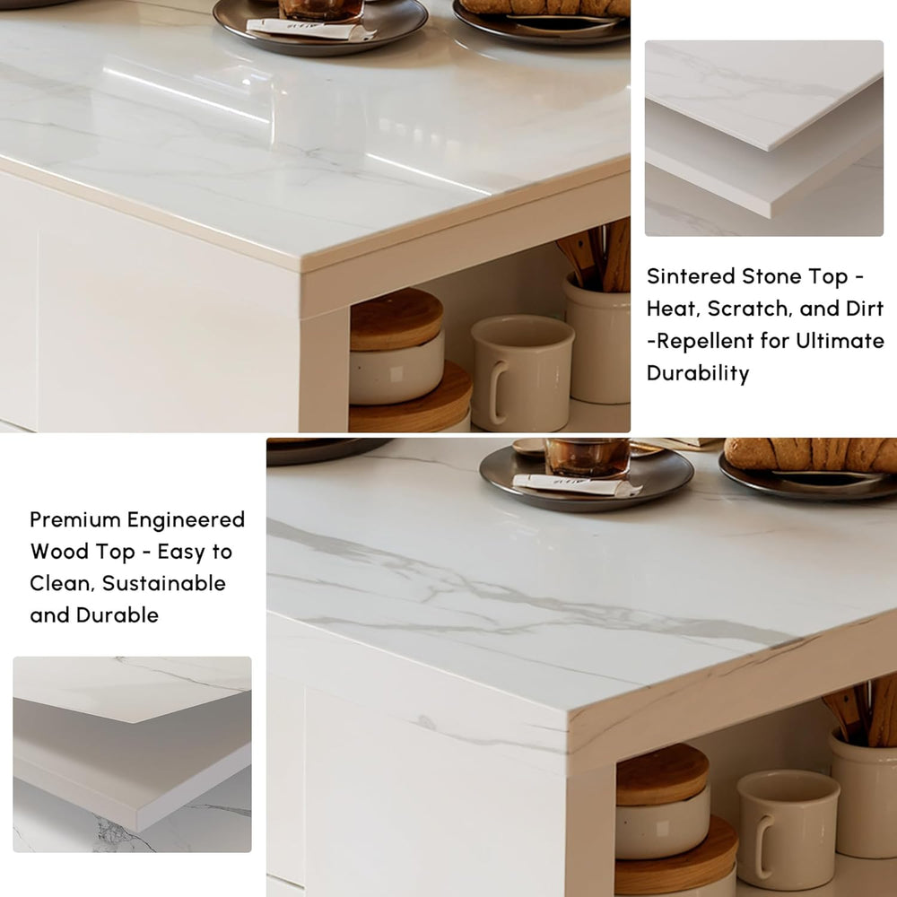 homary 72" White Kitchen Island with Storage Large Kitchen Cabinet with ...