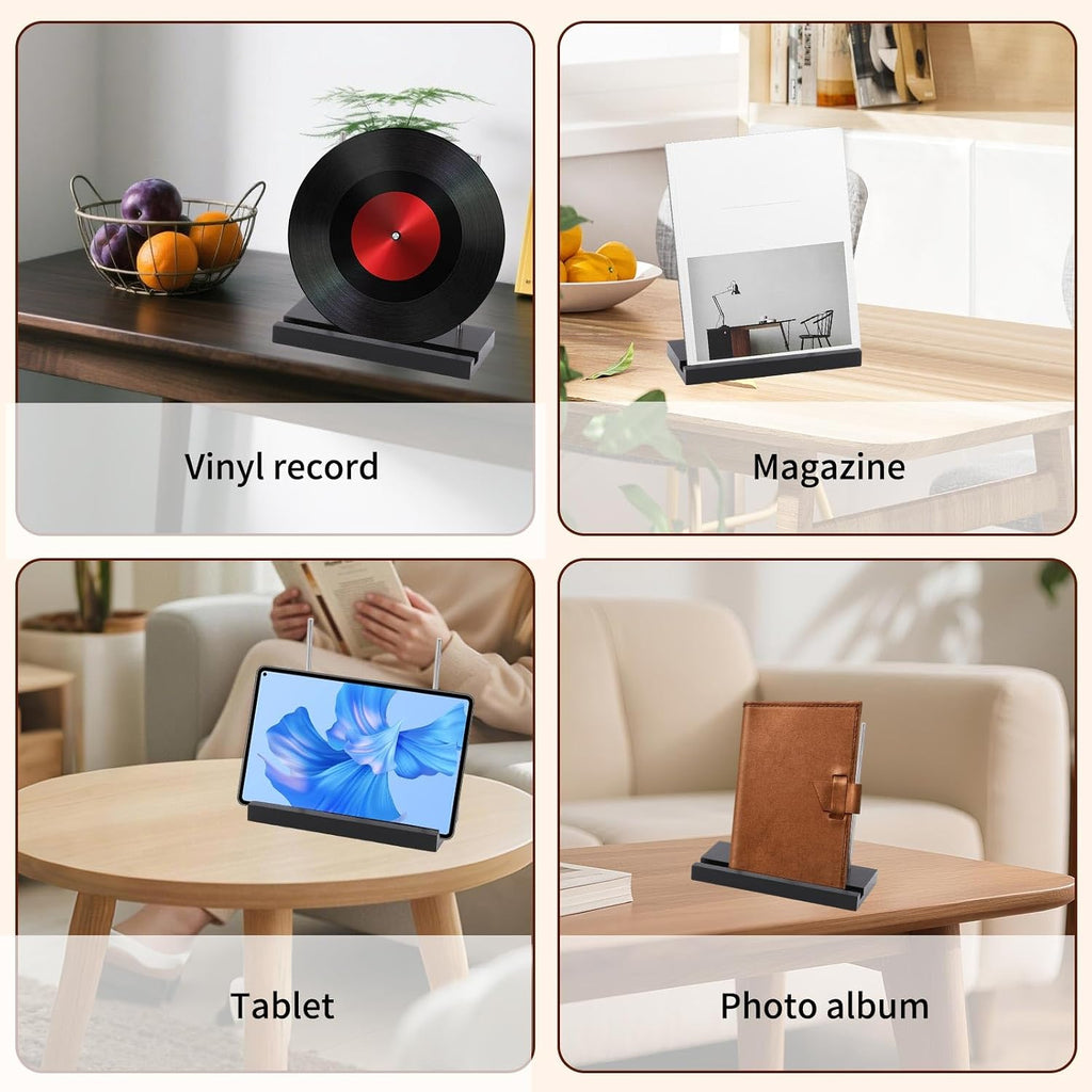 GLOBLELAND Wood Records Holder Display Now Playing Black Vinyl Record Storage Stand Single Album Display & Organizer Gift for Record Player Accessories Lovers