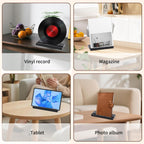 GLOBLELAND Wood Records Holder Display Now Playing Black Vinyl Record Storage Stand Single Album Display & Organizer Gift for Record Player Accessories Lovers