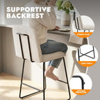 Bar Stools Set of 3, 26" Counter Height Bar Stools with Back, Modern Linen Fabric Upholstered Barstools with Metal Frame & Footrest for Kitchen Island, Home Bar,Beige