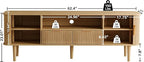 62.4 Inch Fluted TV Stand, Modern Media Console Table with Sliding Tambour Door Farmhouse Sideboard Buffet Cabinet Fits TVs up to 75 inch, Wood Entertainment Center for Living Room(Oak)