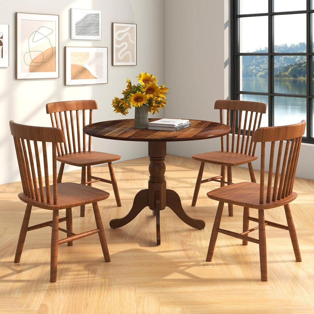 Giantex 39-Inches Round Rubber Wood Dining Table for 4 with Legs, 220 Lbs Cap...