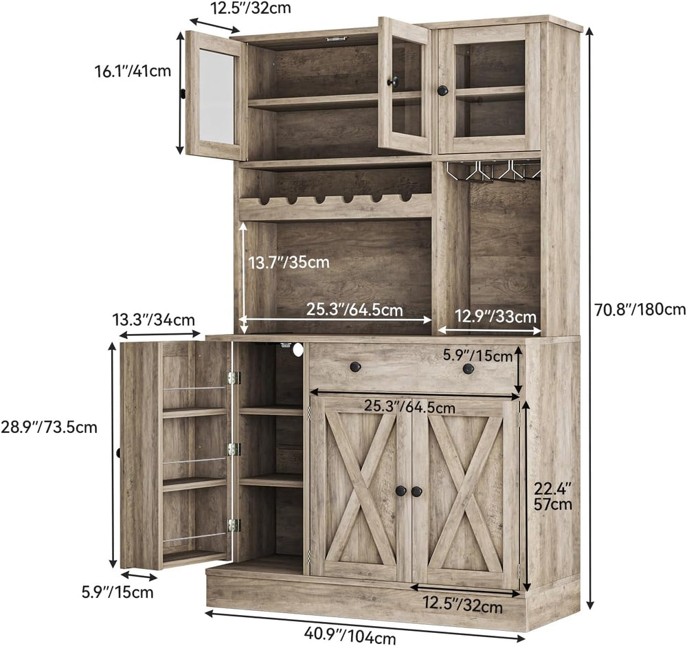 YITAHOME 71''H Kitchen Pantry Cabinet, Grey | Tall Cabinet with Drawe...