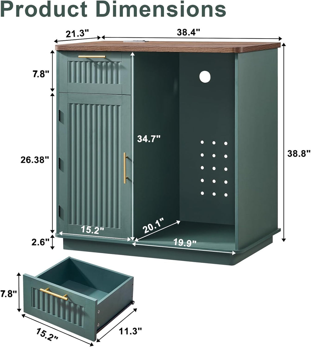 Okvnbjk Mini Fridge Cabinet with Storage & Power Outlet, Green | Coffee B...