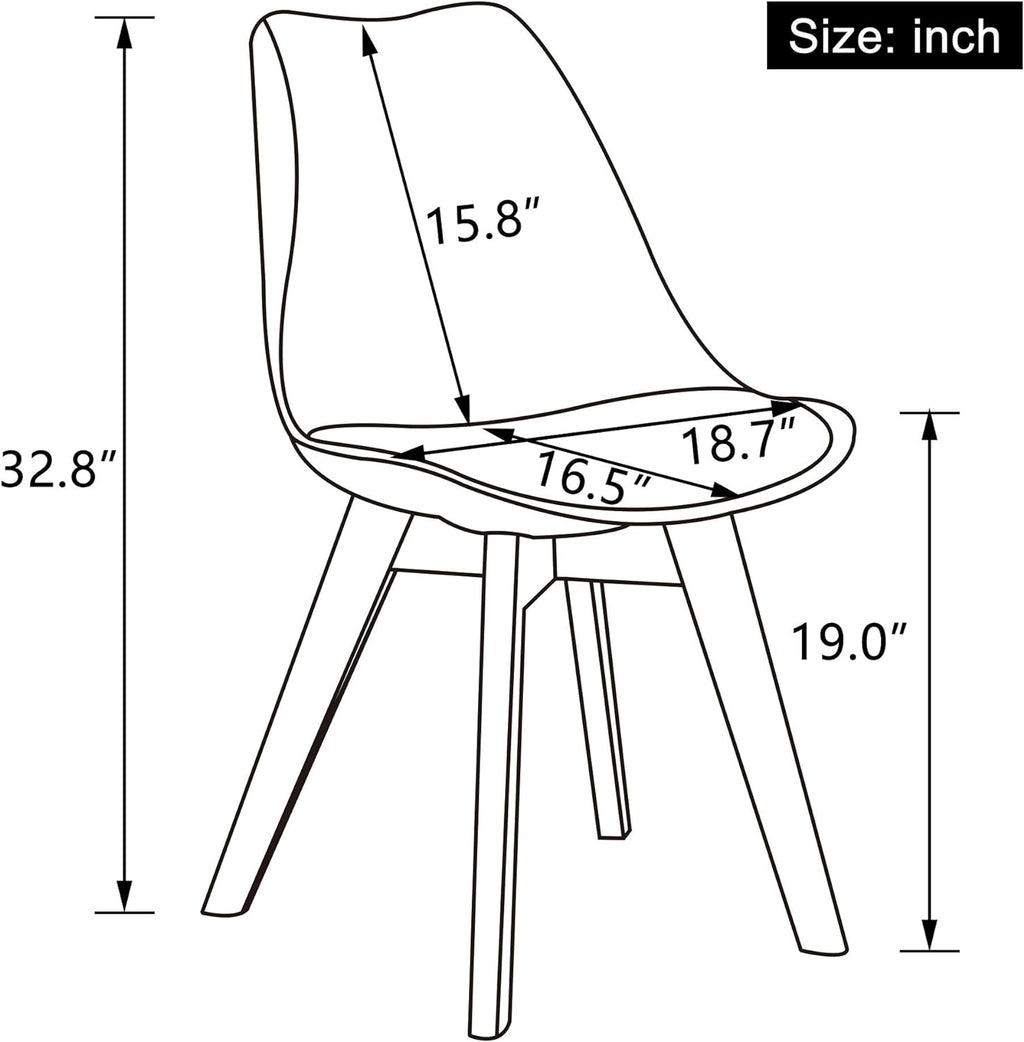 LSSBOUGHT Mid Century Modern Dining Chairs,Shell Lounge Plastic Side Chair with Soft Padded and Wooden Legs for Dining Room Living Room Bedroom Kitchen Set of 2 (White)