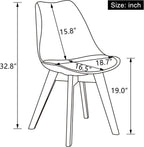 LSSBOUGHT Mid Century Modern Dining Chairs,Shell Lounge Plastic Side Chair with Soft Padded and Wooden Legs for Dining Room Living Room Bedroom Kitchen Set of 2 (White)