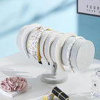 T-Bar Headband Holder Organizer for Selling, Soft Velvet Hairband Stand Display, Hair Hoop Accessories Jewelry Storage for Home Bedroom (Gray Beige Velvet)