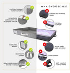 HOMELUX THEORY 2pc Low Profile Under Bed Storage Containers, Thin Under Couch Storage Organizer with Bins & Lids, Underbed Storage Box Ideal for Seasonal Clothes, Blankets, Fabric & Shoes (LightGray)
