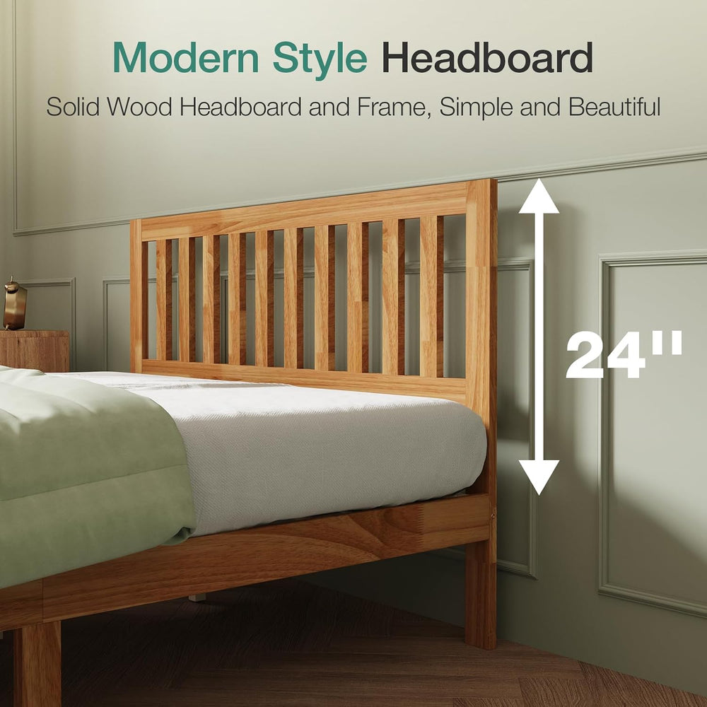 Novilla Queen Bed Frame with Headboard, Solid Wood Bed Frame Foundation with ...