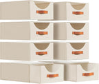 Large Closet Organizers and Storage - Stackable Storage Bins with Drawer, Fabric Containers for Organizing, Collapsible Organizer Bins for Bedroom, 8 Pack, Beige