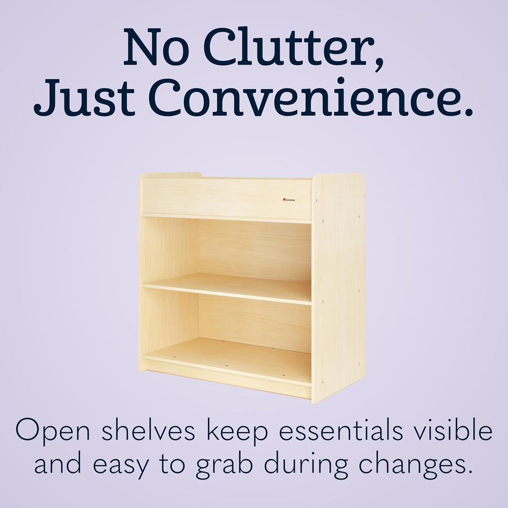 Foundations SafeStart Daycare Changing Table w/Built-In Shelving, Natural