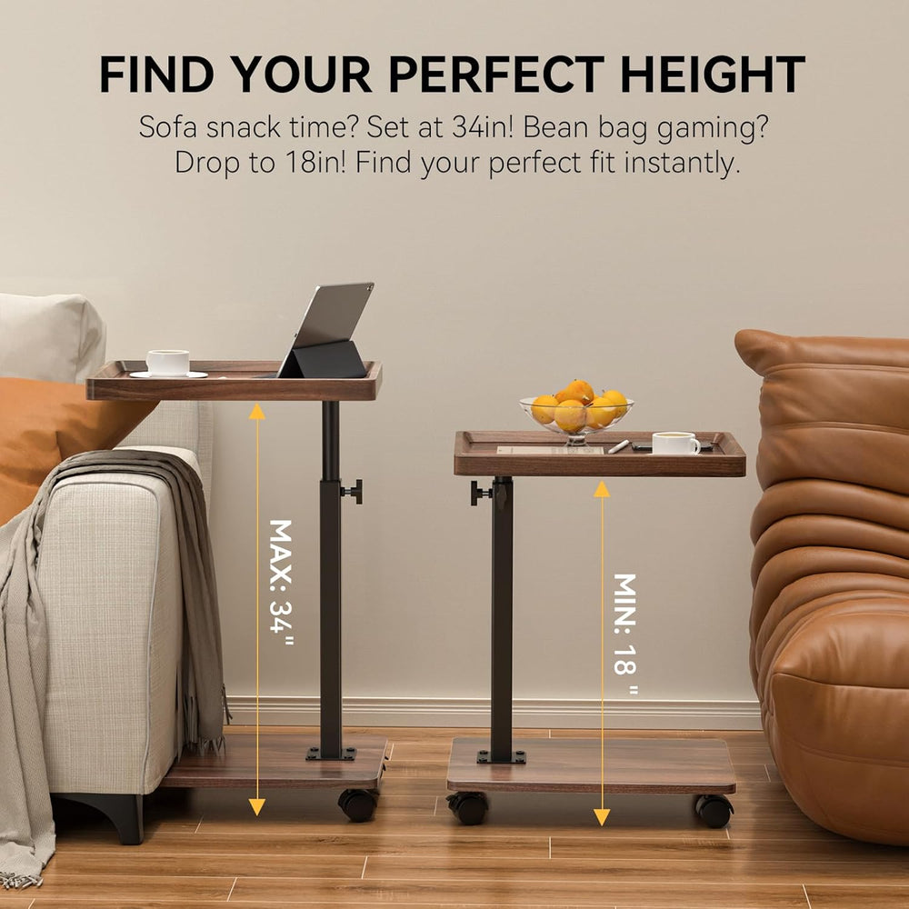 C Table End Table Adjustable Height, 360°Swivel TV Tray Table for Small Space...