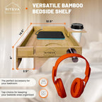 Bamboo Bedside Shelf, College Dorm Room Essentials, Bunk Bed Nighstand, Bamboo Furniture, Floating Nighstand, Wood Furniture, Minimalist Room Decor, Headphones Hook, Sturdy Floating Nighstand.