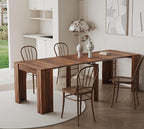 KEIKI 20"-118.5" L Extendable Foldable Dining Room Table for 1-10 People, Wood Multifunctional Rectangle Expandable Console Kitchen Living Meeting Room Furniture, 6 Tabletop Length Options, Walnut