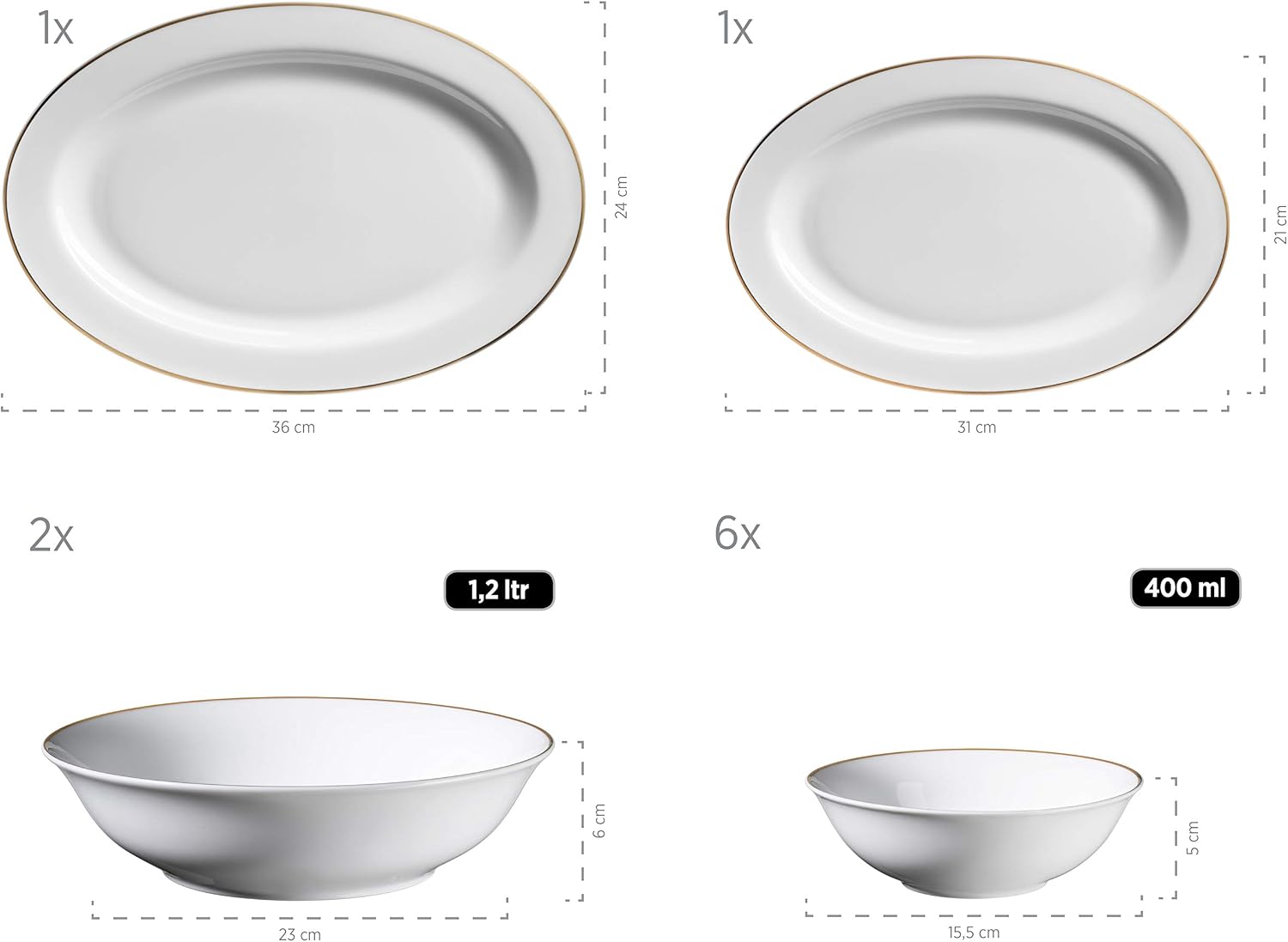 Mäser Professional Dining Accessory Set White/Gold