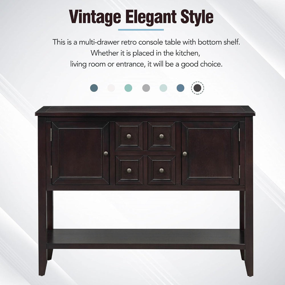 Knocbel Vintage Wood Console Table Buffet Sideboard with 4 Storage Drawers, 2...