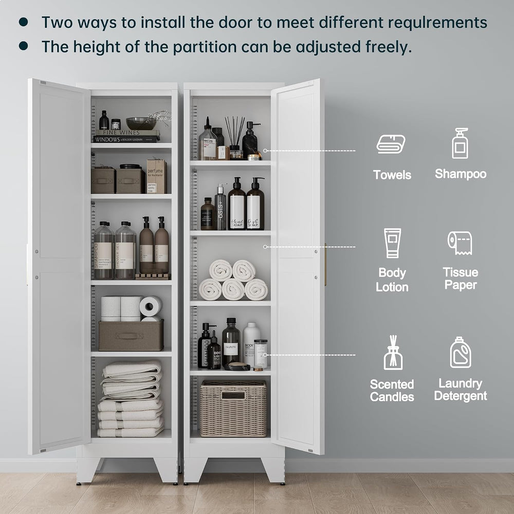 Washsemba 67''Farmhouse Metal Storage Cabinet with Barn Doors,Steel F...