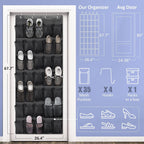 Tiblue Over The Door Shoe Organizers 35 Mesh Pockets Hanging Shoe Organizer Shoe Rack For Closet Entryway Bedroom Bathroom Pantry Shoe Holder, Men Sneakers, Women High Heeled Shoes, Flip Flops Black