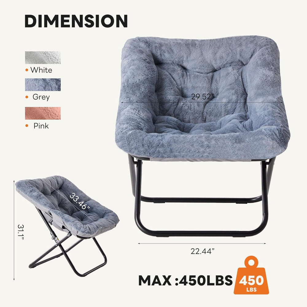 Sweetcrispy Comfy Chair for Adults, Foldable Living Room Chair, Soft Faux Fur...